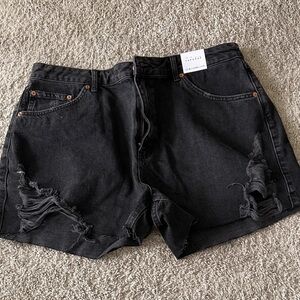 Top Shop Black Distressed Denim Shorts